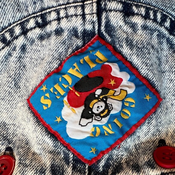 Little Ones Vintage 80s Acid Wash Going Places Overalls Size 12 Months - Picture 3 of 4